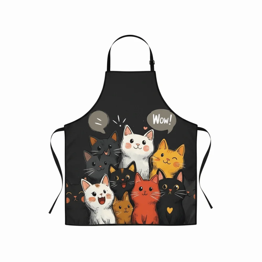 

Kawaii Cat Pattern Kitchen Apron Waterproof Cartoon Cooking Apron Coffee Overalls