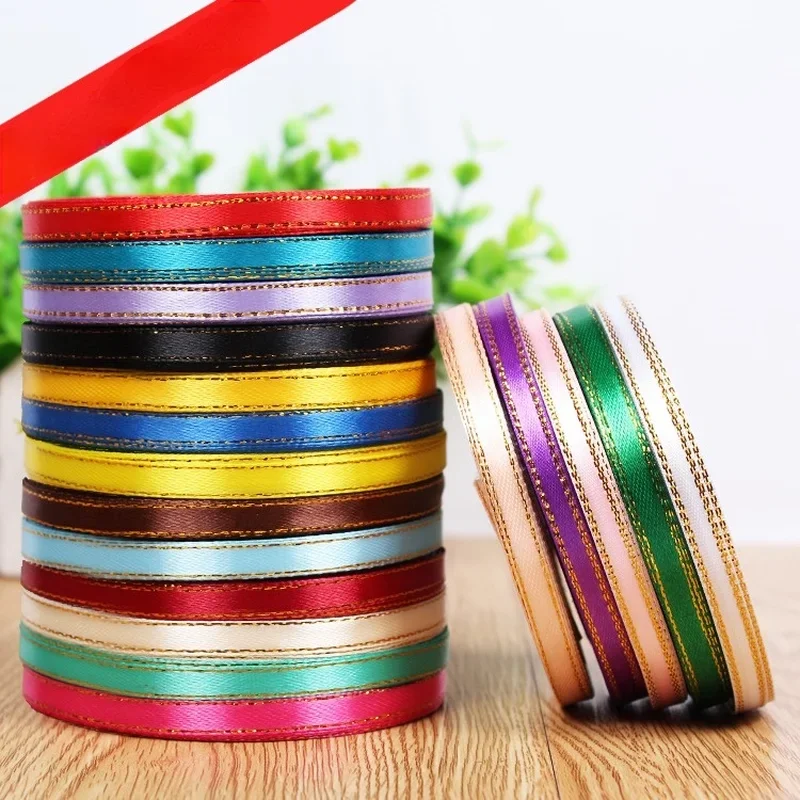 New 25Yards 6mm Selection Multicolor Phnom Penh Single Face Satin Ribbon Gift Packing Belt Moon Cake Hi Box Packaging Decoration