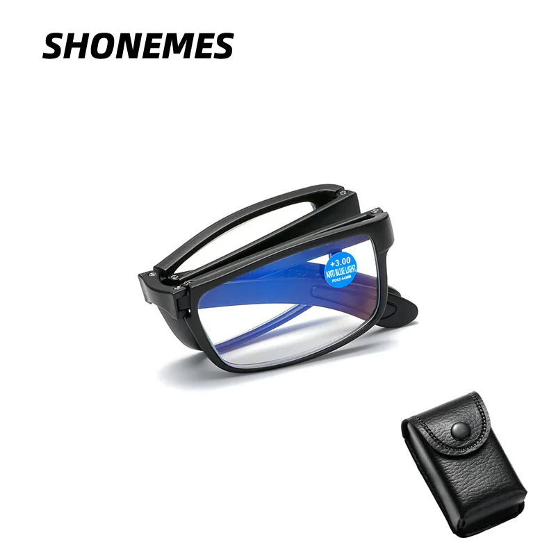 SHONEMES Folding Rectangle Reading Glasses Anti Blue Light Eyewear Folded Presbyopia Eyeglasses Diopters +1 2 2.5 3 4 for Unisex