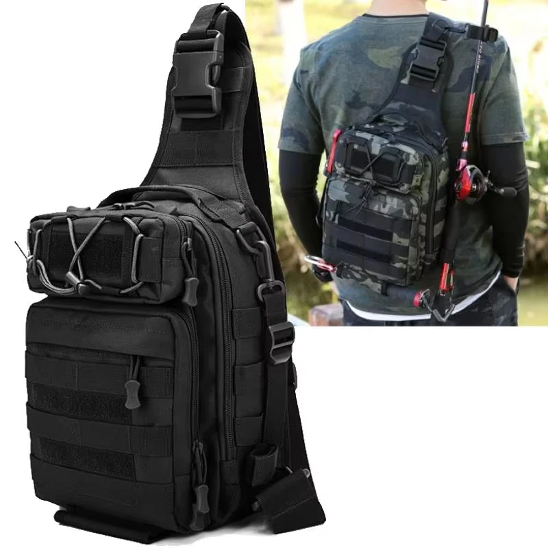 Torba na ramię męska, wielofunkcyjna torba na sprzęt wędkarski, torba crossbody, lekka torba do noszenia na kempingu, wędrówkach i polowaniach.