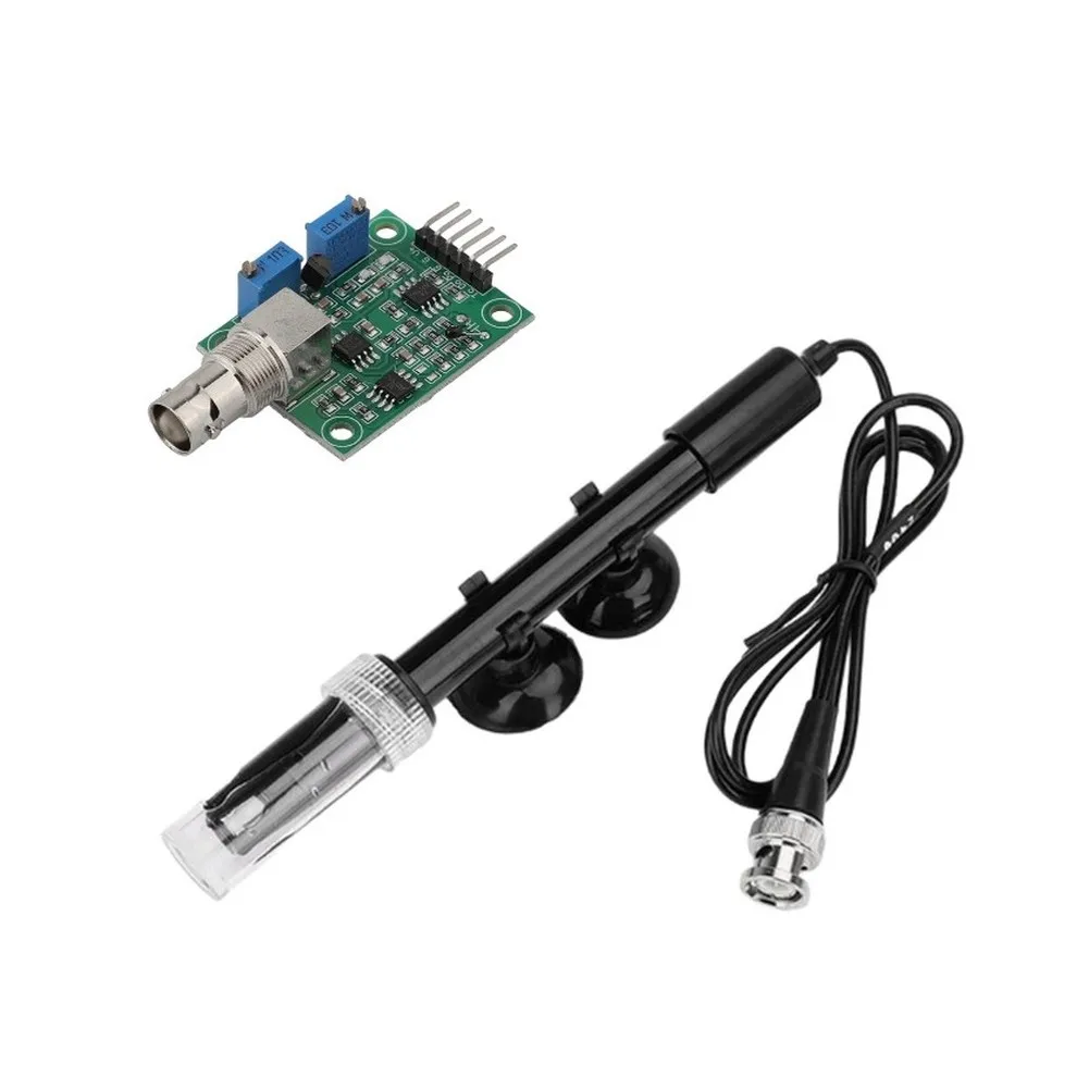 PH Electrode Sensor Probe With BNC Connector 0-14pH Range Glass Bulb For Aquarium Hydroponics Water Quality Testing Meter Tool