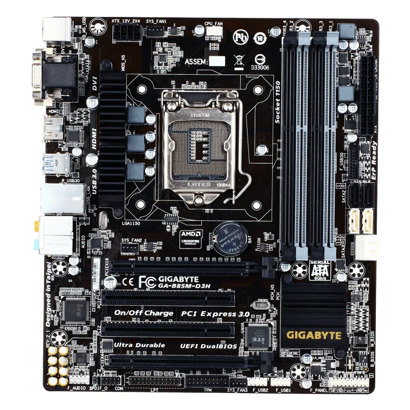 

Used GIGABYTE GA-B85M-D3H Desktop Motherboard B85 Socket LGA 1150 i7 i5 i3 DDR3 32G SATA3 USB3.0 Micro-ATX