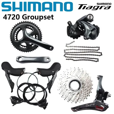 Shimano Tiagra 4720 Full Groupset For Road Bike 2x10s Groupset Hg500-10 Cassette 165mm/170mm/175mm Crankset 4720+4770 Brake Kit
