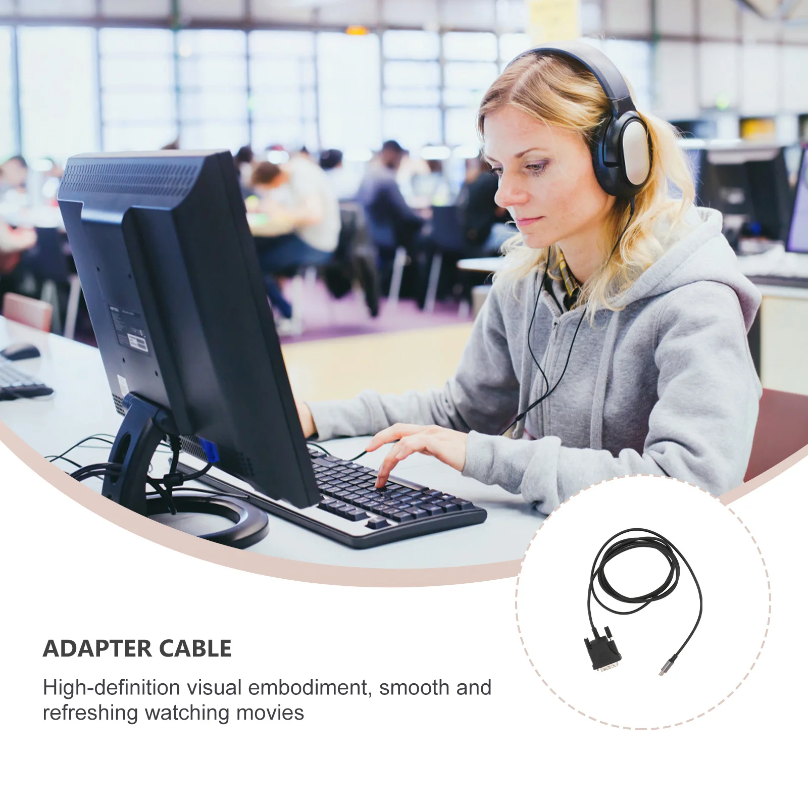 

Type-C to DVI Video Display Adapter Durable Convert Cable Cord Pvc High-speed Data Line