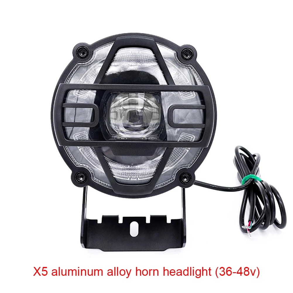 E-Bike 36V 48V Headlights Electric Bicycle Light with Horn Waterproof Bicycle Front Headlight Headlamp EBike Flashlight Lantern