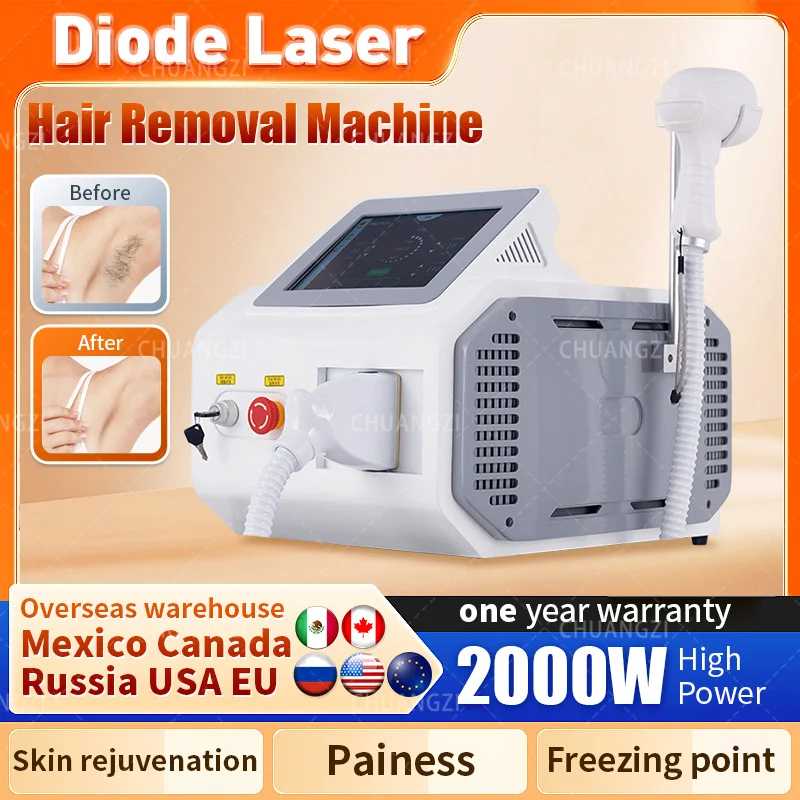 

2000W 808 Diode L-aser Removal Machine 755/808/1064nm Body Facial Epilator Business Salon Factory Outlet