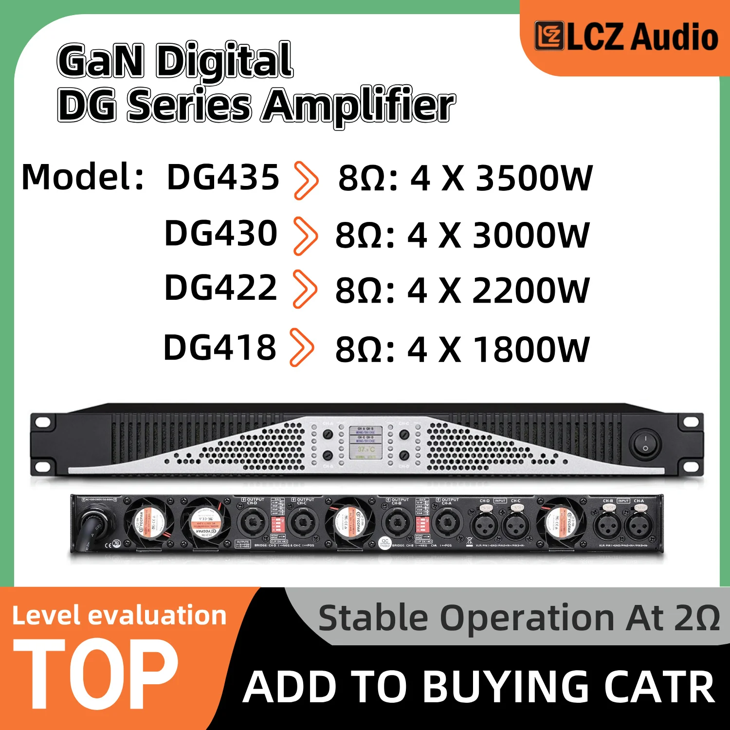 ハイパワーシリーズアンプ,ステージスピーカー用,dg435 4x3500wアンプ,8Ω ギャングテクノロジー,100-240v,2Ω 安定