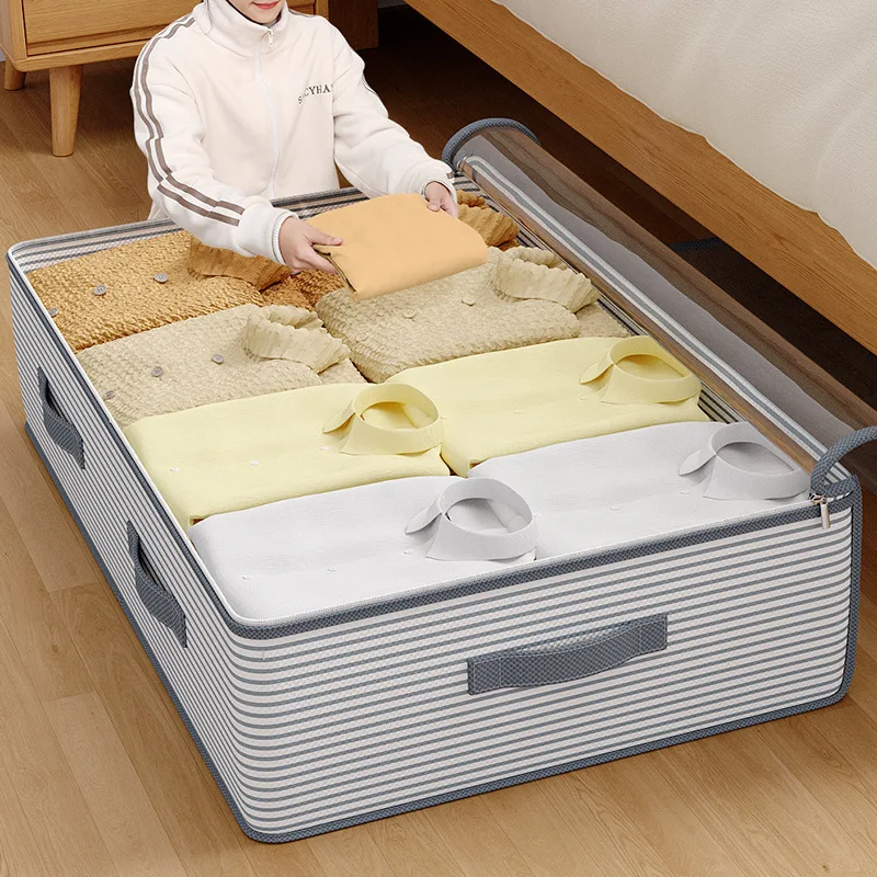 transparent-foldable-flat-under-bed-drawer-storage-box-household-space-saver-organizer-for-quilts-and-daily-garments