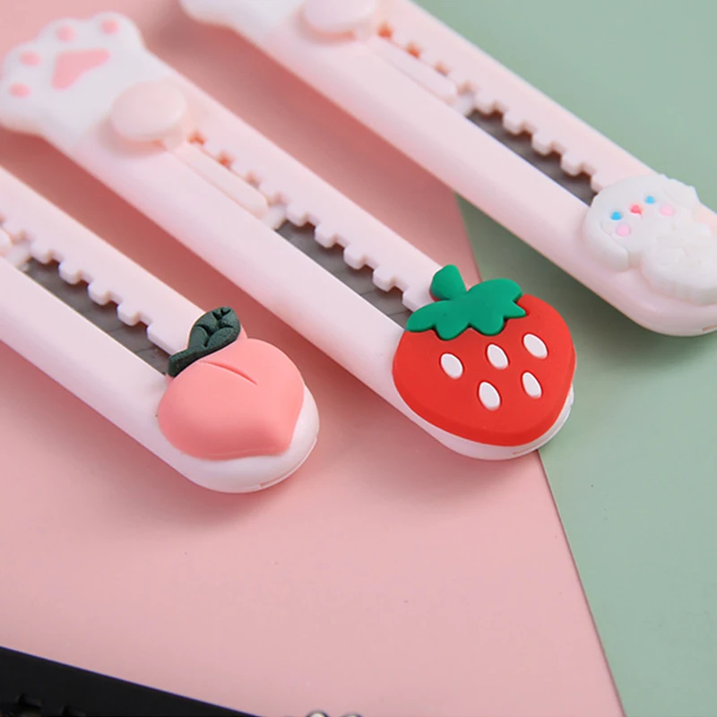 Mini Kawaii Utility Knife Cat Paw Art Box Paper Cutter Cute Craft Stationery Scalpel Blades Letter Opener School Office Supplies