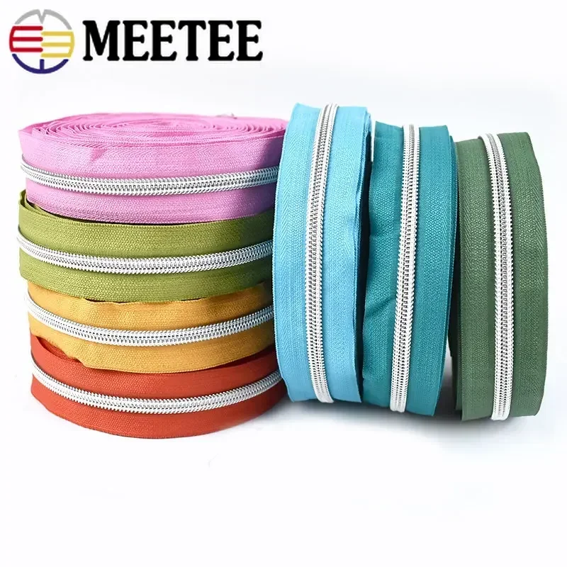 2-10M 5# Nylon Zipper Tape By Meter For Sewing Bag Garment Coil Zippers Purse Jacket Decorative Zips Repair Kits DIY Accessories