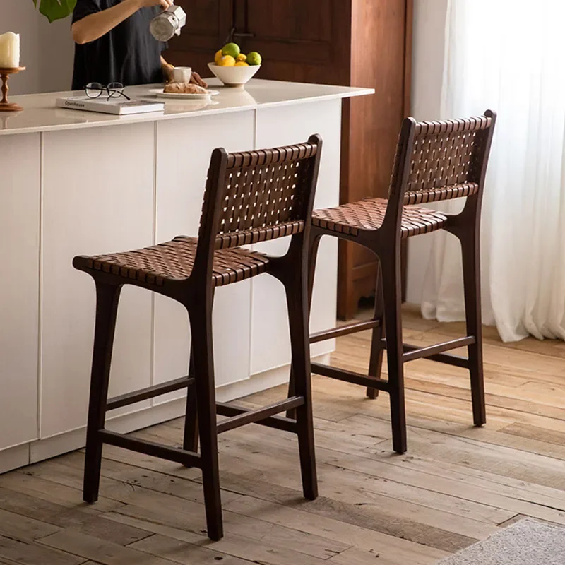 

Wood Design High-end Bar Chairs Rattan Beach Sun Bamboo Vintage Bar Chairs Island Small Kitchen Sillas Nordicas Home Furniture