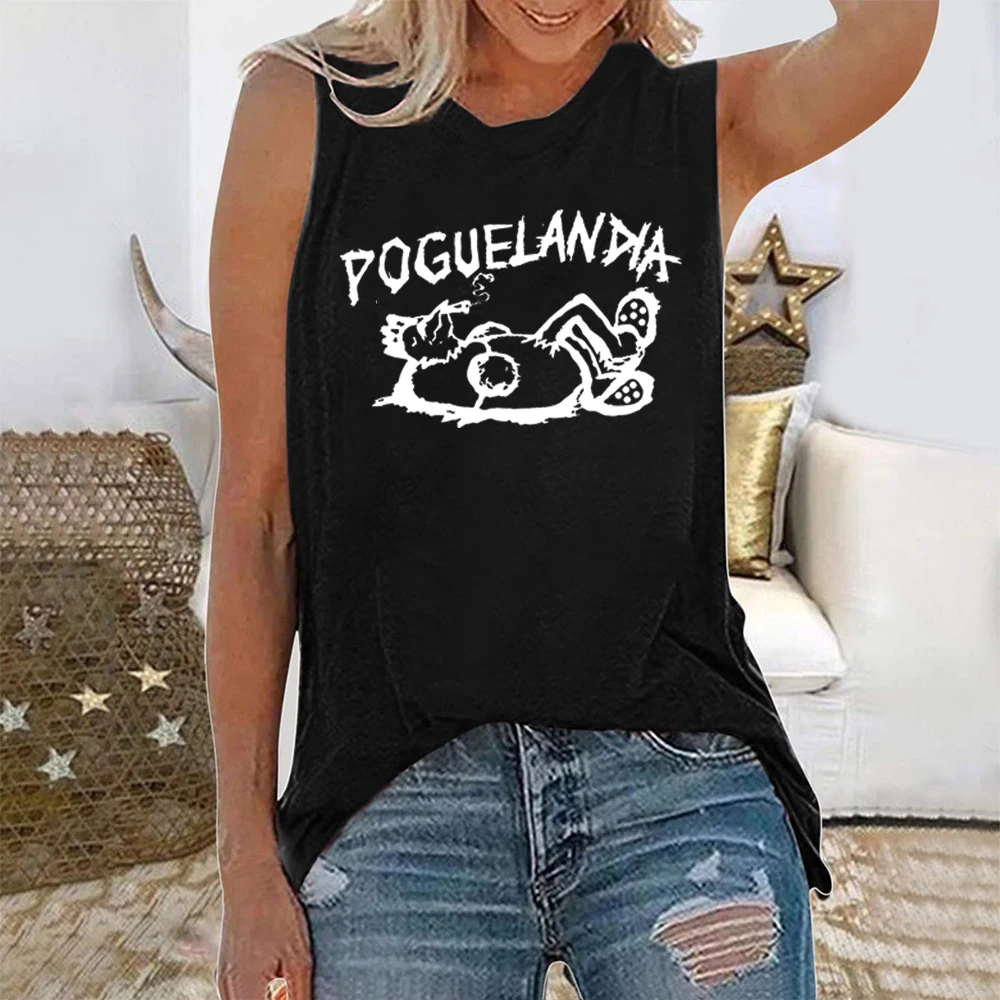 Outer Banks Poguelandia Tank Top Welcome To Poguelandia Funny Graphic Shirt Pogue Life Workout Tank Top Women Sleeveless Tops