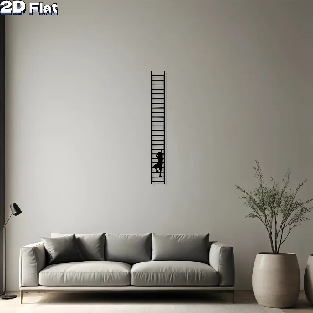 CIFBUY 2D Iron Ladder Metal Wall Art Silhouette Sculpture Mural Plaque For Modern Minimalist Home Living Room Bedroom Office