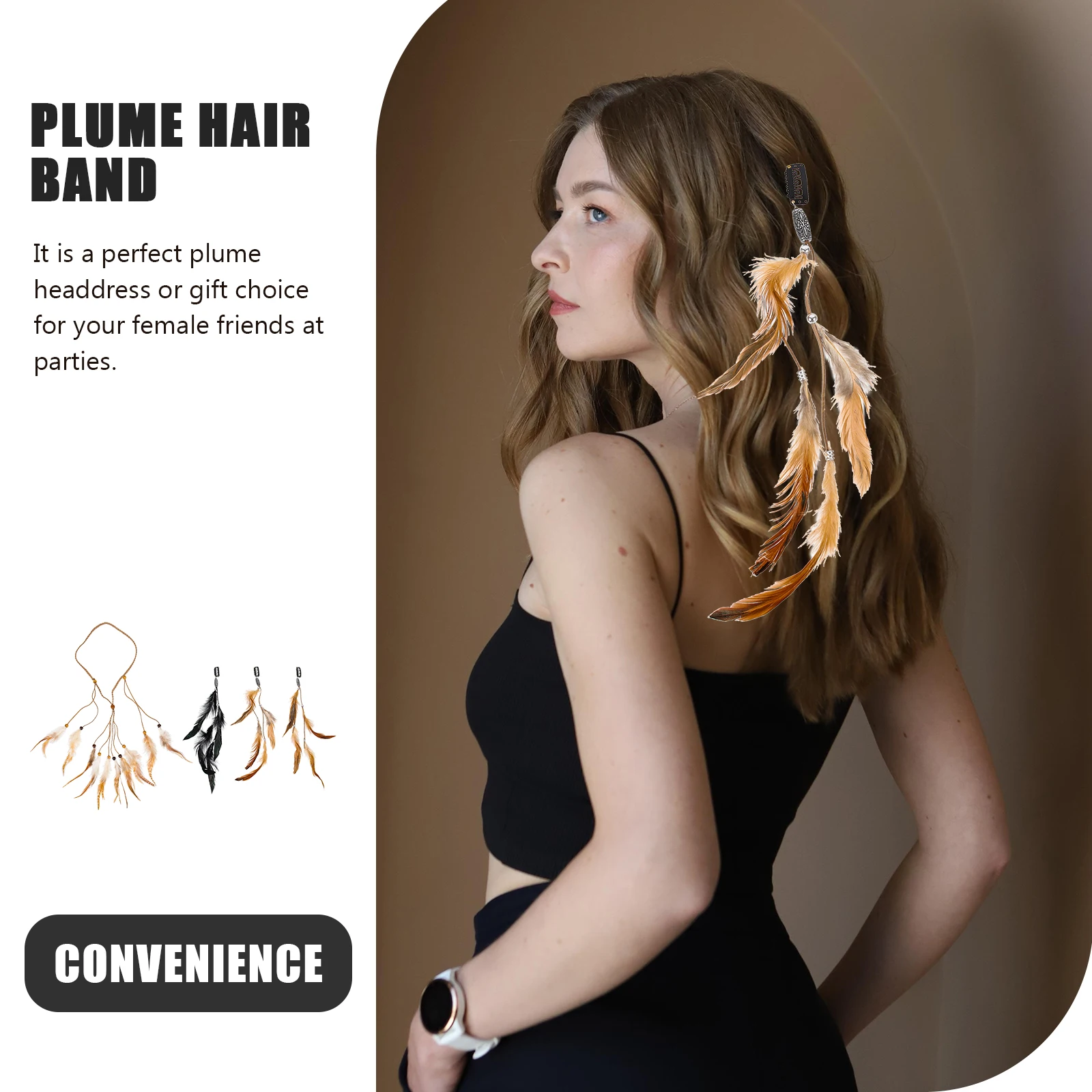 

1Set Plume Hairband Bohemia Breath Delicate Design Comfortable Touch Stage Performance Dancing Party Plume Hair Band