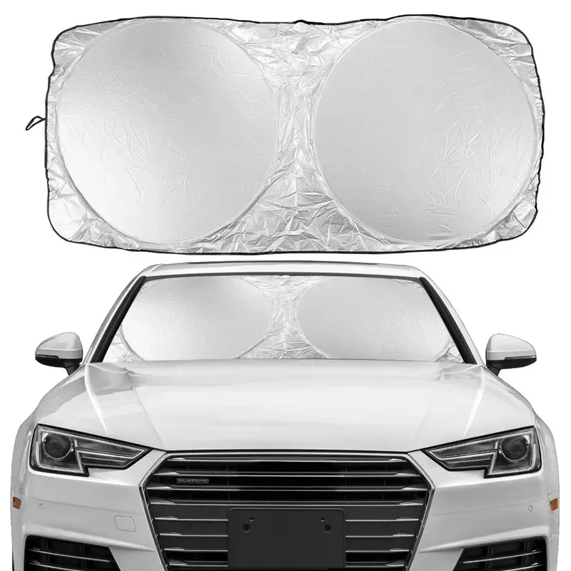 Car Sun Shade Protector UV Protection Front Rear Car Window Sunshade Heat Insulation Silver-coated Cloth Car Heat Insulation