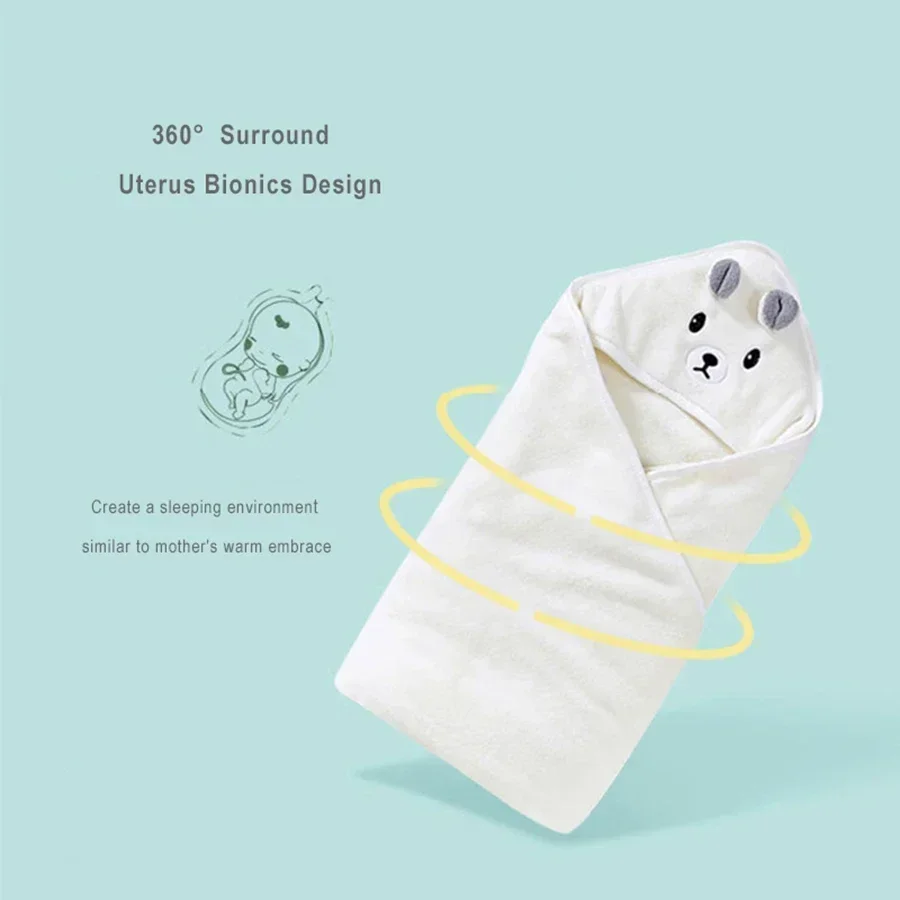 Baby Bathrobe Infant Bath Towel Boy Girl Blankets Swaddle with Hood Cartoon Coral Fleece Towel Blanket Newborn Kids Bedding