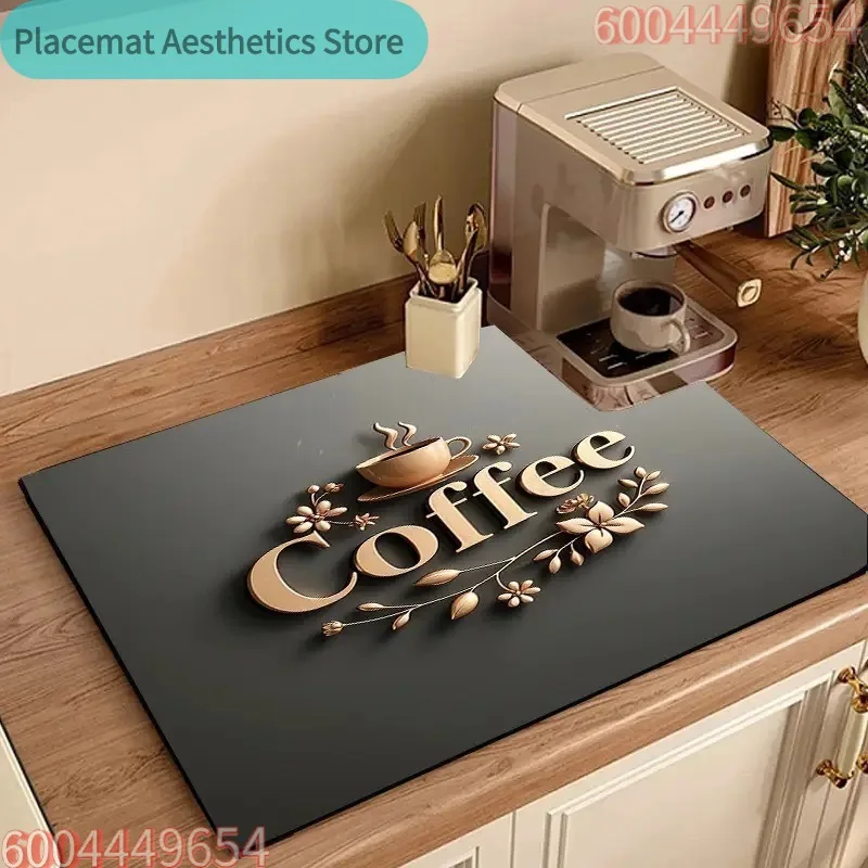 Kaffee-Design Kaffeepad Saugfähige Matte Küche Rutschfeste Schnelltrocknende Badematte Geschirruntersetzer Dekoration