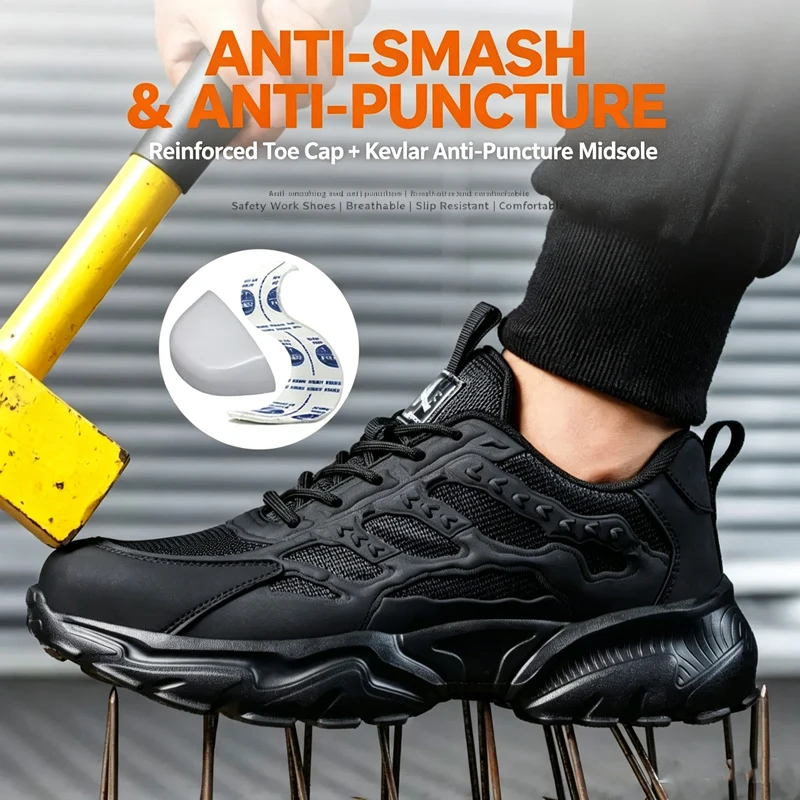 Steel-Toe Impact-Resistant Puncture-Resistant Work Shoes Breathable Design for Summer Comfort Safety Footwear