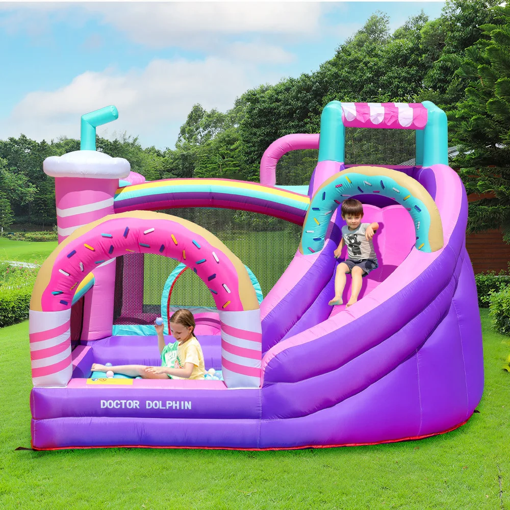Casa inflable de rebote Doctor Dolphin con tobogán, castillo saltador, casa hinchable trapine con soplador, juguetes de regalo de cumpleaños para niños