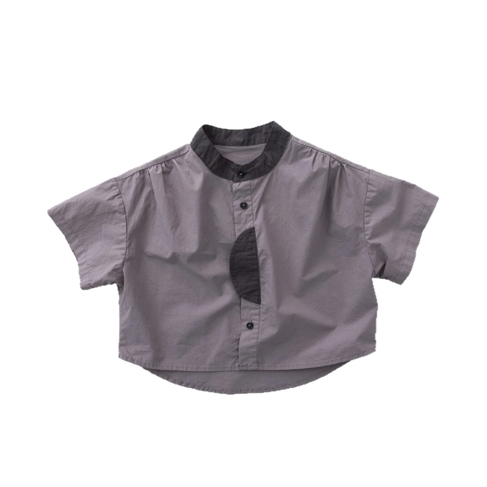 2026 Summer New Children Short Sleeve Shirts Cotton Girls Casual Shirts Toddler Boys Loose Patchwork Shirts Kids Clothes