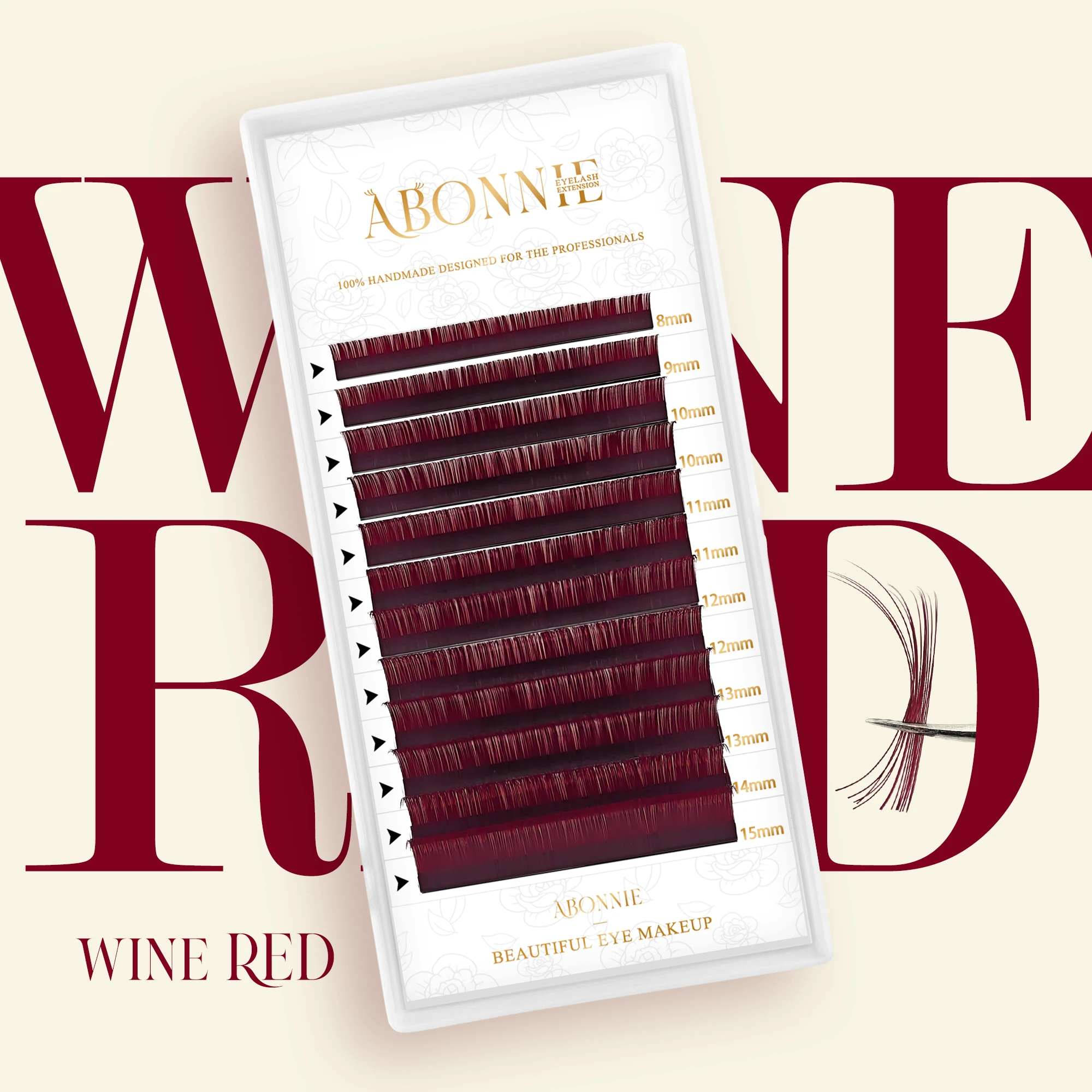 ABONNIE Burgundy Lashes Cashmere Color Eyelash Extension Individual Mink Wine Red Colored False Eye Lashes