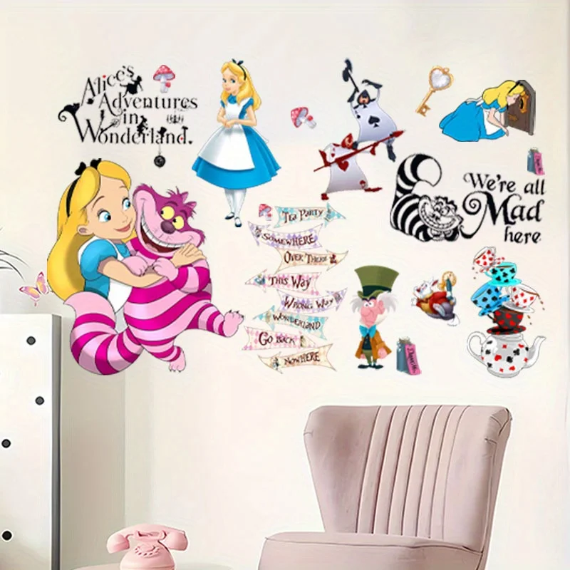 1 ملصق حائط للمطبخ العالمي من Disney Alice in Wonderland، ديكور المطبخ، عمل فني، لمسة نهائية لامعة، مثالي للمطابخ والخزائن وغرف الطعام