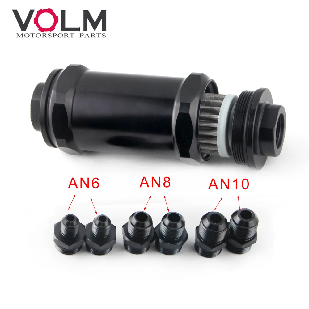 BLACK AN6 8 10 Inline Fuel Filter E85 Ethanol With 100 Micron Stainless steel elementand FF07