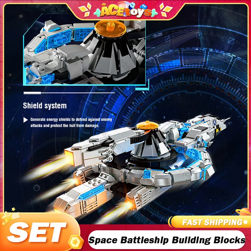 Space Fleet Building Blocks Battleship Creative Star Fighter Aircraft Model Bricks Assemby Hand Ornaments Toys Christmas Gifts