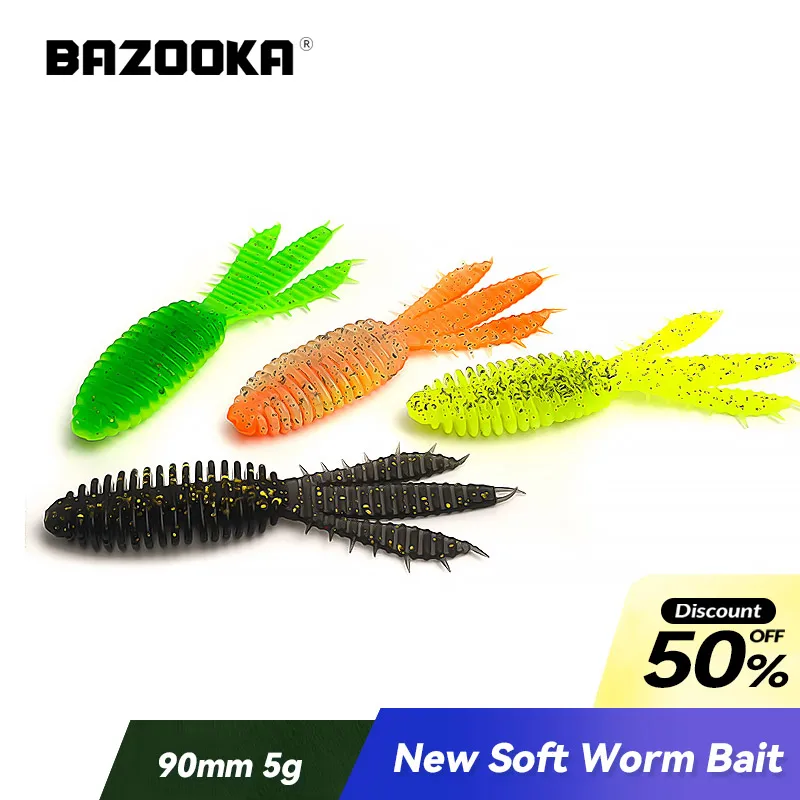 

10pcs 90mm/5.5g Bazooka Fishing Lure PVC Sinking Swimbait Carp Bass Baits Silicone Soft Shad Wobblers JIG Worm Pike