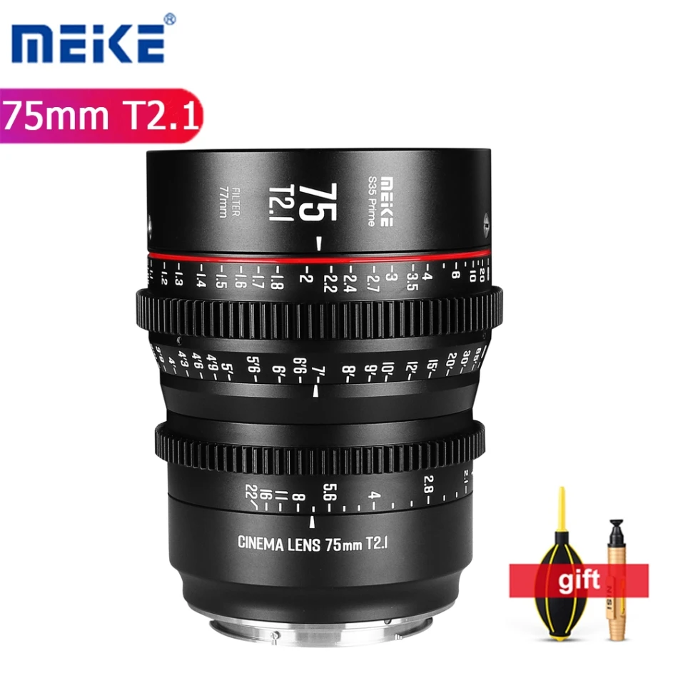 

Meike Prime 75mm T2.1 Cine Lens for Super 35 Frame Cinema Camera System For RED Komodo BMPCC6K BMPCC6K Pro Z CAM S6 Sony FS5II