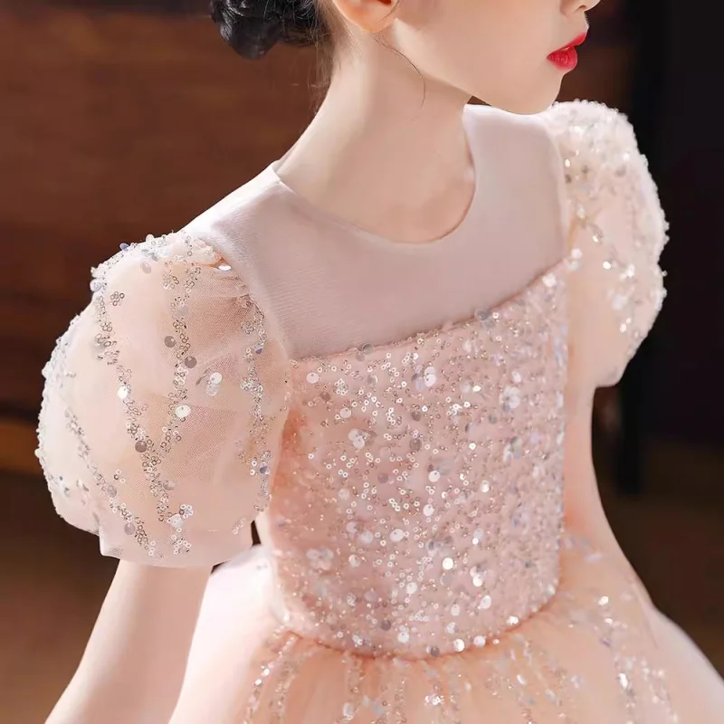Girls' 2025 Children's Host Show Piano Performance Birthday Evening Dress Little Princess