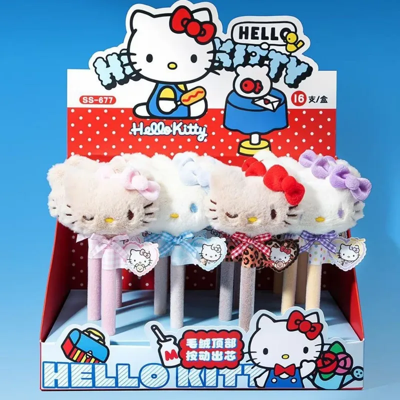 

4/16pcs Kawaii Kt Plush Doll Gel Pen Cute 0.5mm Student Black Signature Pen Stationery Gift Wholesale