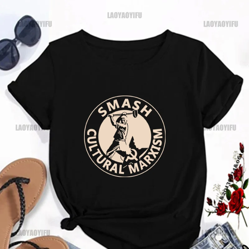 Smash Cultural Marxism TShirt Isd Communist Anti-Antifa Patriot Nationalist Tops Men Clothing Unisex Summer Tee Ropa Hombre