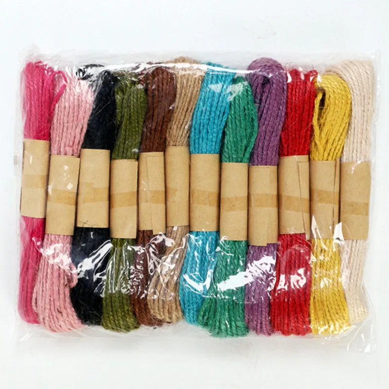 

12 Bundle 2mm Colored Jute Rope String Ribbon Crafts DIY Vintage Jute Cord Twine Thread Sewing Party Wedding Home Decoration