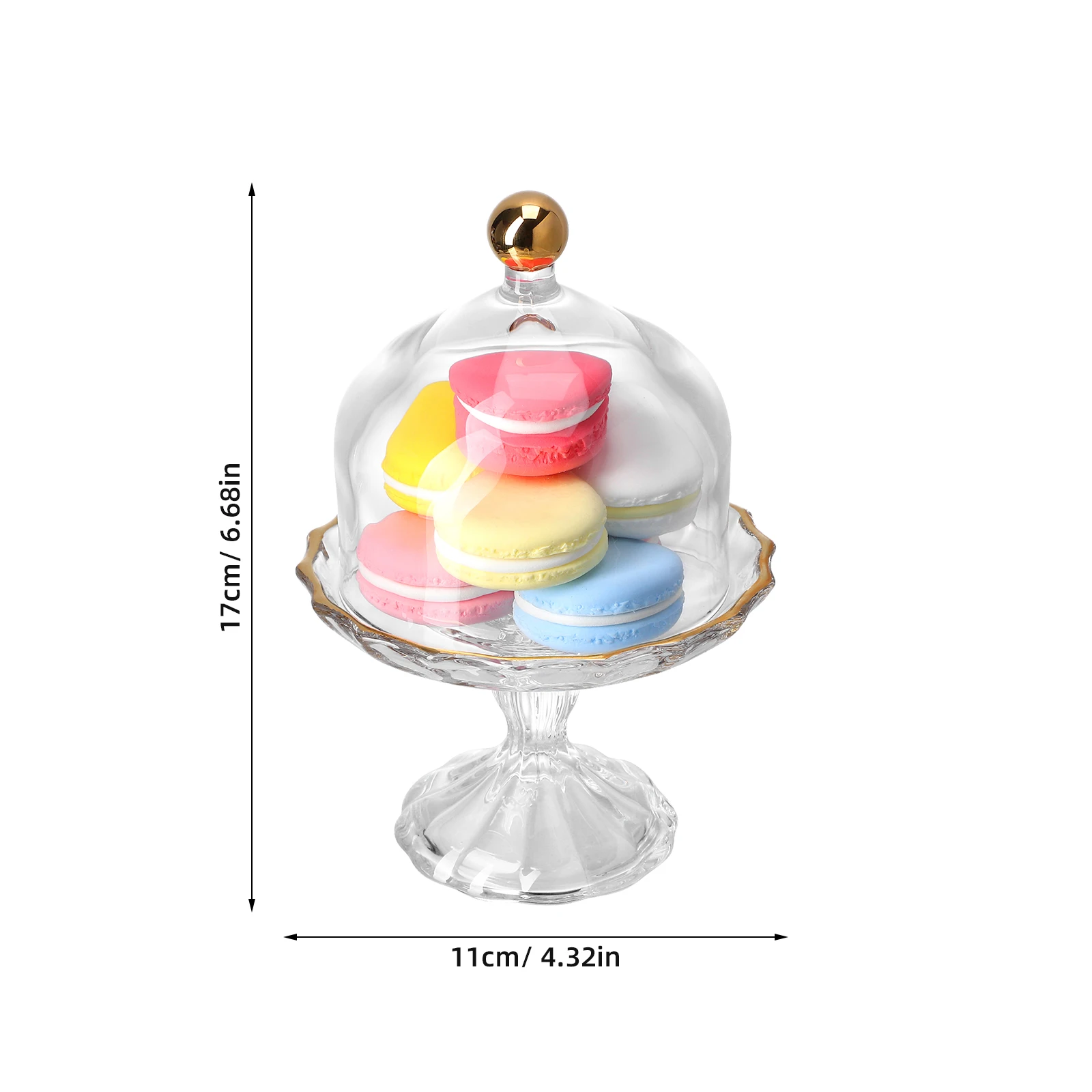 Glass Dessert Dome with Base Elegant European Stand for Cake Cupcake Fruit Covered Fresh Keep Serving Tray