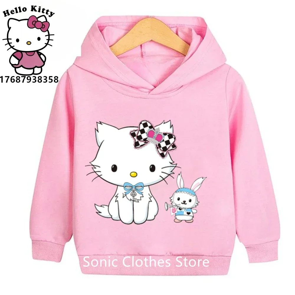 

Pullovers Hello Kitty Print Clothing Girls Hoodie Spring Autumn Hoodies Casual New in Hoodies Sweatshirts Pokemoned Tops