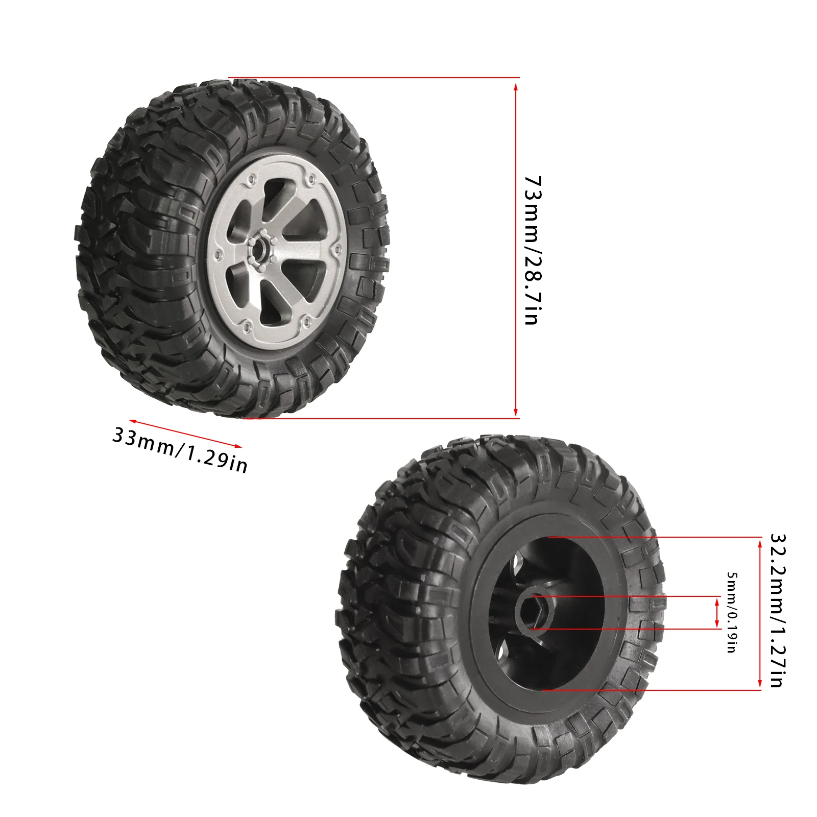 

4pcs 73mm Tire Wheel Tyre for MN D90 MN98 MN99s WPL C14 C24 C24-1 C34 C54 B14 B24 B16 B36 Fayee FY002 FY003 RC Car Upgrade Parts