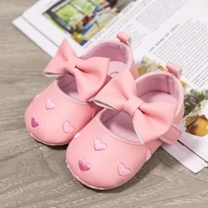 Beautiful Non-slip Soft Shoes of the Bow Bow Heart for Baby Girls, First Walkers, Classic Dress, Child, 0-18m 8 MAIN SALES FIRST PURCHASE - №2