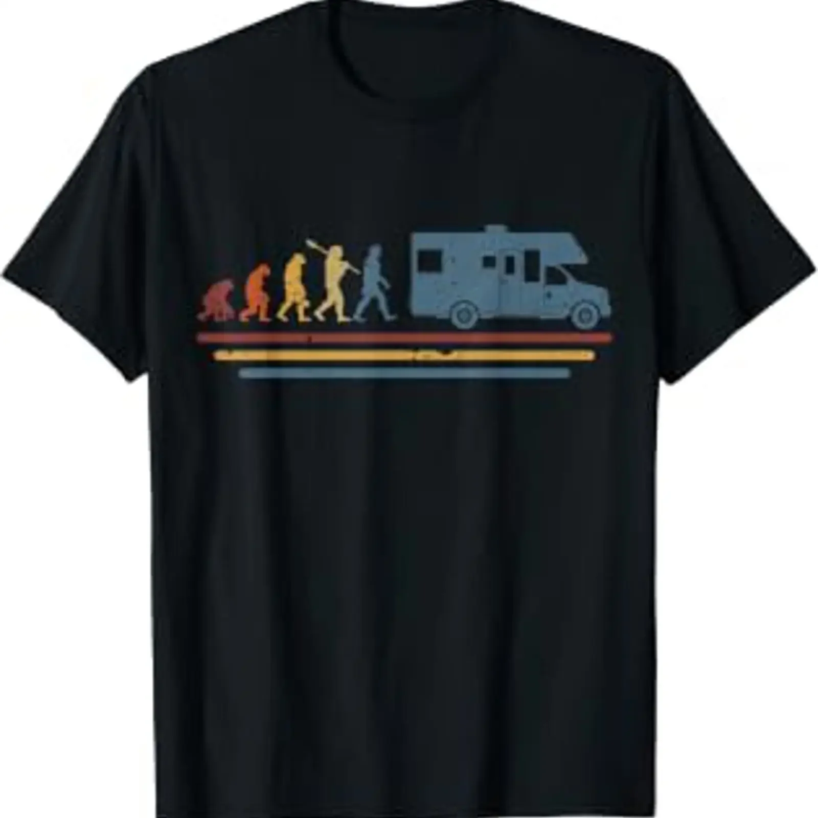 Funny Vintage And Retro Evolution Of Man Caravan Caravaning T Shirt vintage Washed Comfortable fashion graphic