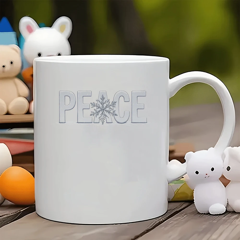 

11oz Cup + PEACE Custom Sticker Christmas Gift Kids Water Bottle Home Office Coffee Cup Personalized Decor