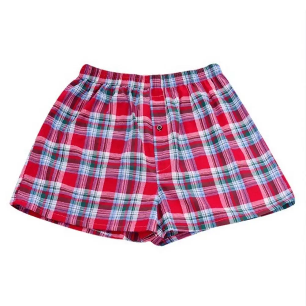 Casual Plaid Print Elastic Waist Men Underwear Summer Beach Pants Boxers Shorts