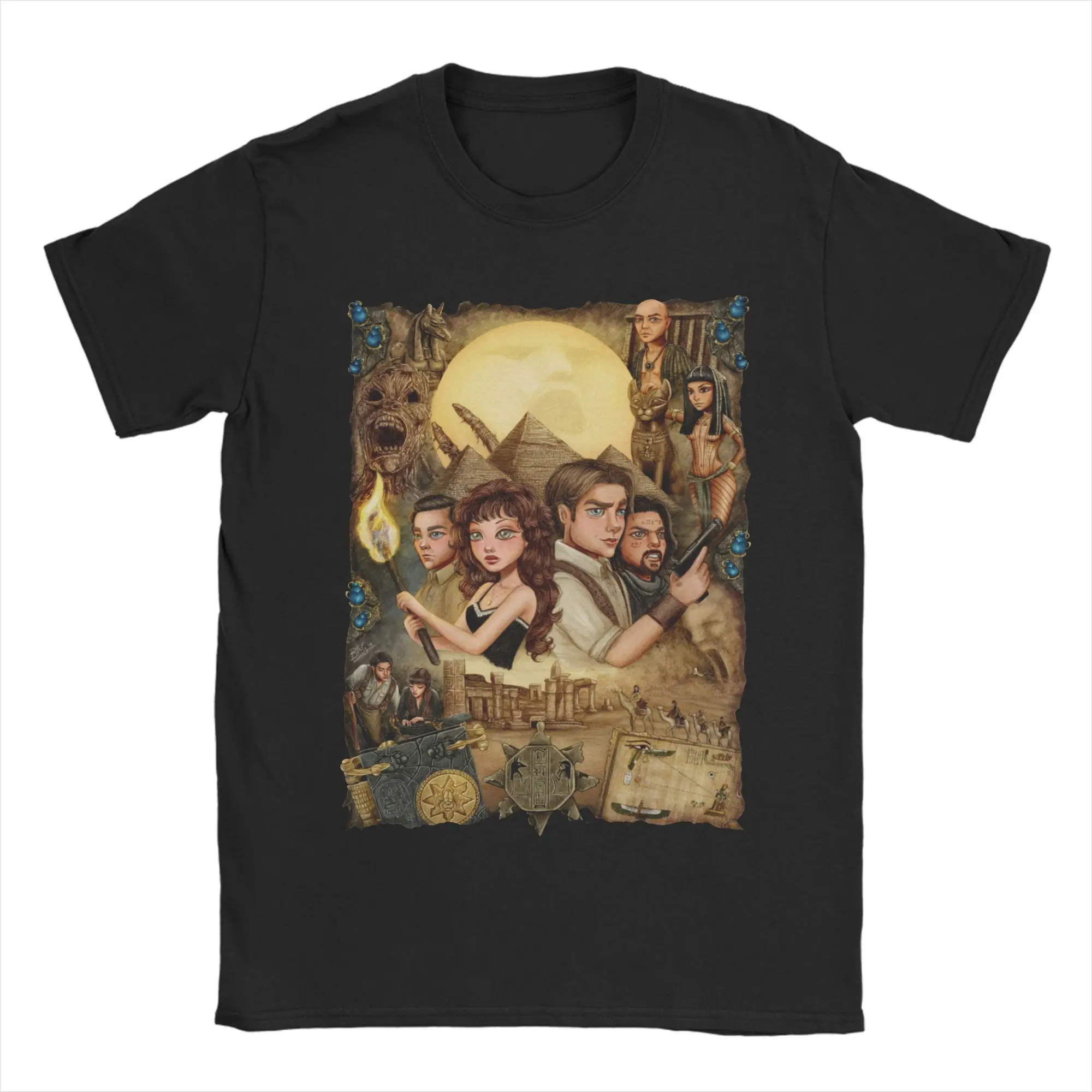 Vintage The Mummy Horror Movie T Shirt Men's O-neck Short Sleeve Tops  Cotton Summer TopsTops
