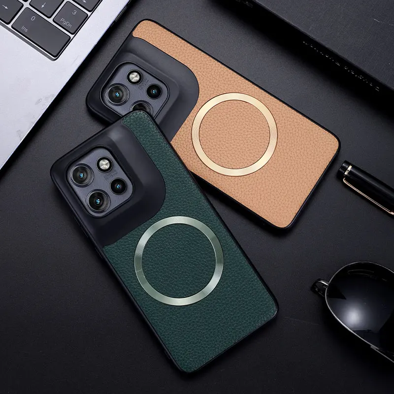 Magnetic Case For Moto Edge50 Neo Litchi Grain Back Panel Protection Cover For Motorola Edge 50 Neo 50Neo Shockproof Bumper