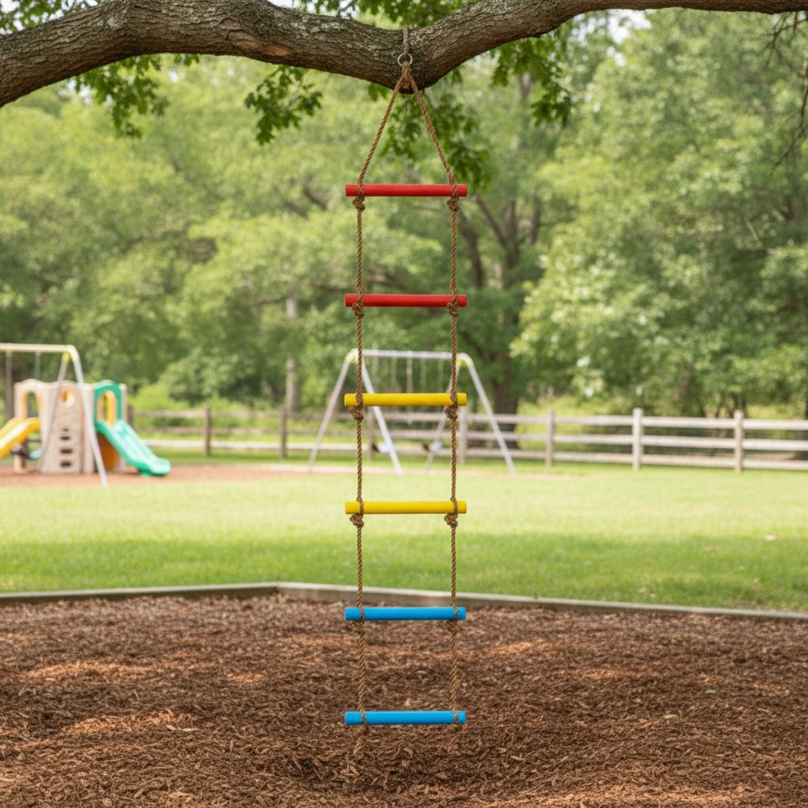 Climbing Rope Ladder with Plastic Rungs Splinter-without Splinters Kids' Rope Ladder Sturdy Heavy-Duty for Toddlers, Backyard