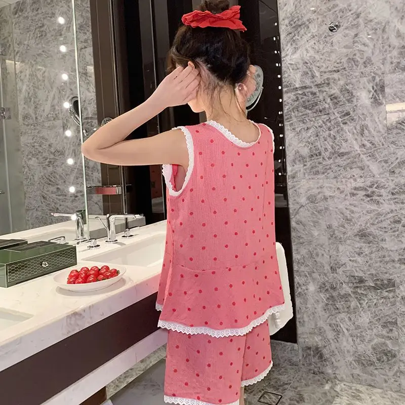 夏の新しいサンリオ綿糸カーディガンベストショーツセット漫画ハローキティパジャマ女性、甘いインスタイル部屋着パジャマ