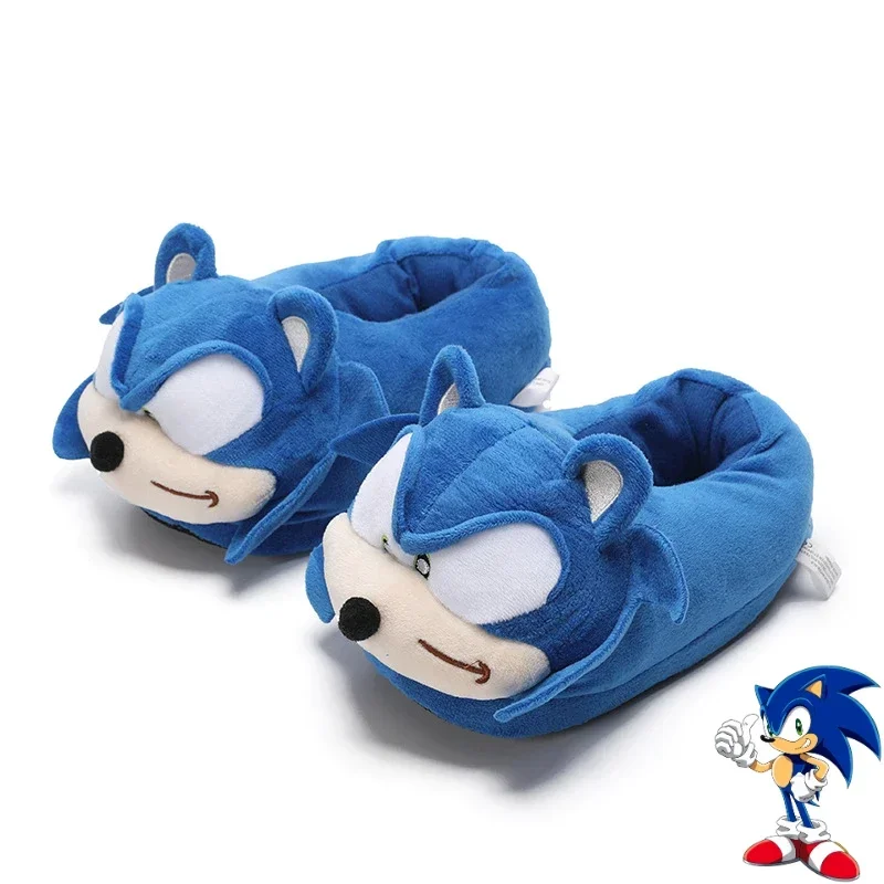 Sonic The Hedgehog Cosplay Plushes Slippers Cute Cartoon Children Non-Slip Winter Warm Cotton Shoes Kawaii Couple Home Slippers