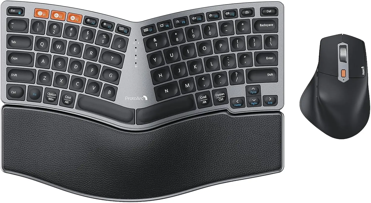 

Ergonomic Wireless Keyboard Mouse Combo, Split Design with Wrist Rest, Multi-Device Rechargeable for Windows Mac Android