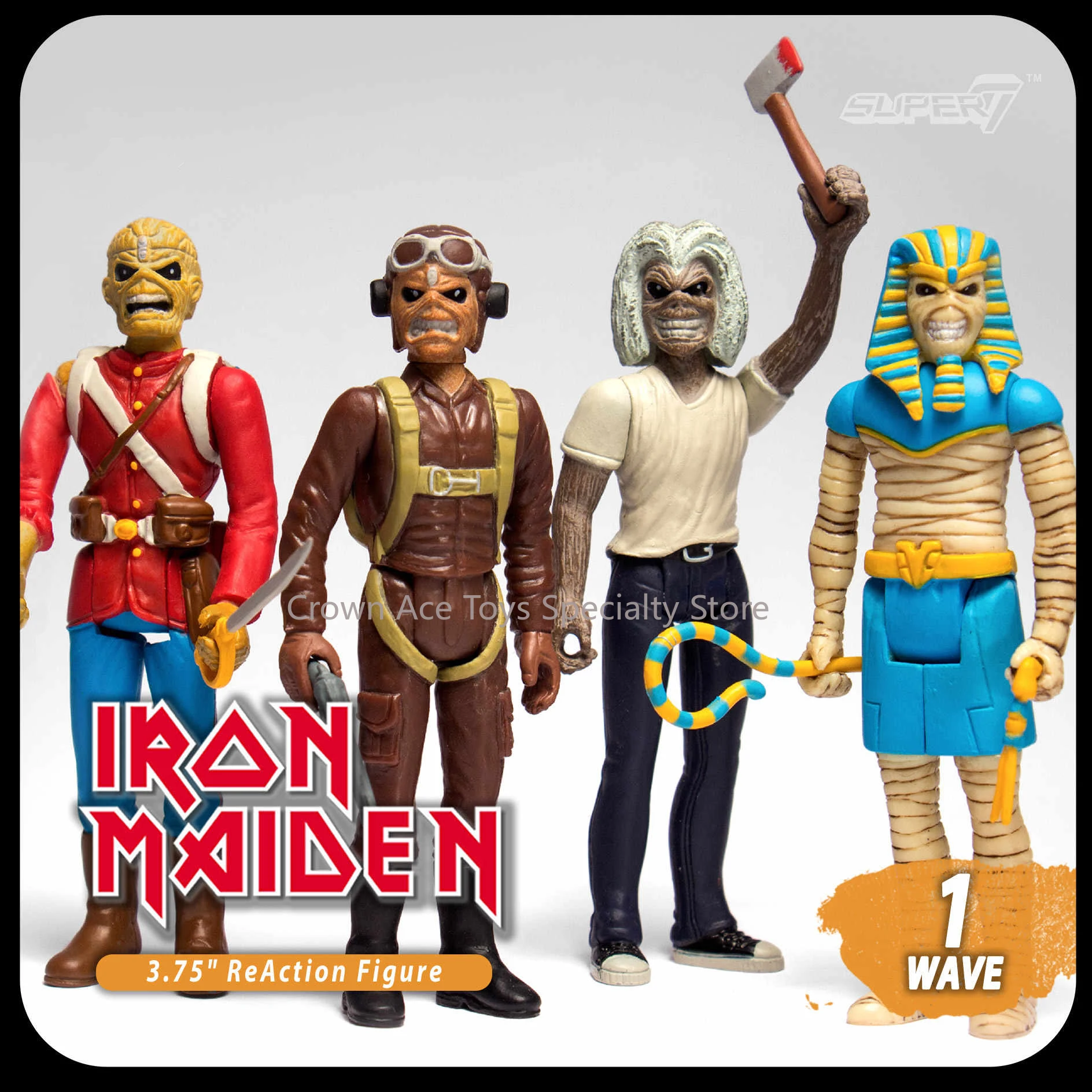 

В наличии Super7 Iron Maiden Power Slave Aces High The Trooper Killers, подвесная карта 3,75 дюйма, экшн-фигурка, модные коллекционные игрушки