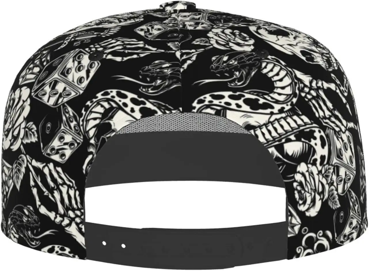 Stylish Skull Adjustable Snapback Hat for Men and Women Sun Cap, Hip Hop Cap Baseball Cap Flat Bill Brim Hat