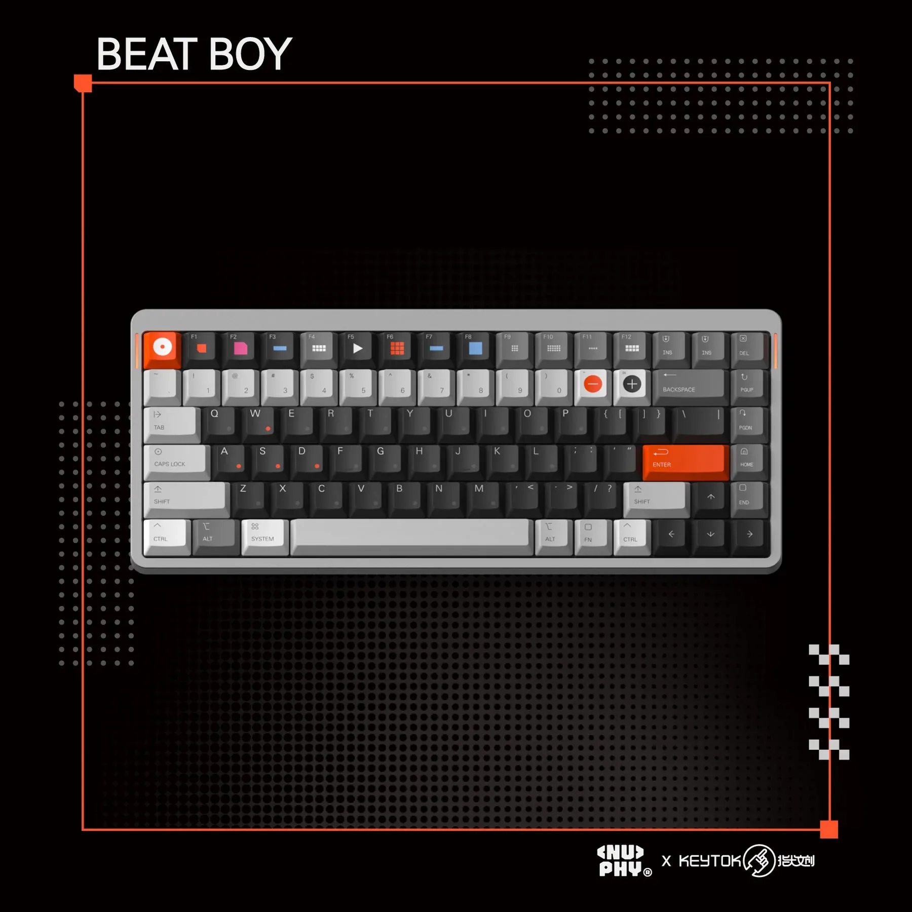 NuPhy x KeyTok Beat Boy Berry Profile Dye-Sub PBT Keycaps Set for Mechanical Gaming Keyboard with ANSI Layout